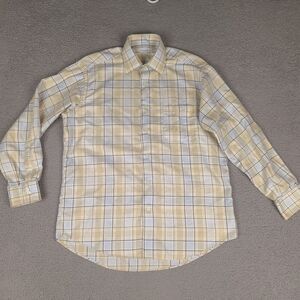 Alex‎ Cannon Dress Shirt Mens Large Beige Multicolor Plaid Button Down